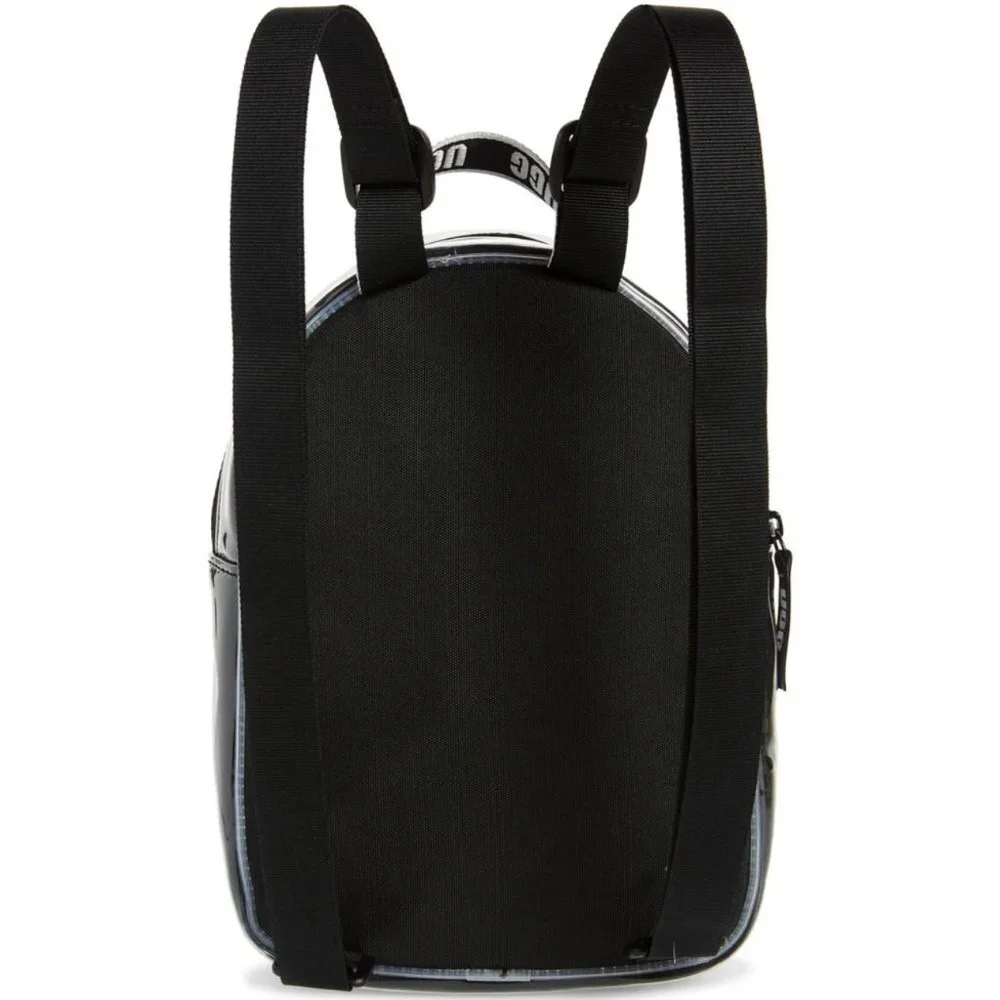 UGG DannieII Unisex Black Glossy Clear Overlay Sporty Trendy Mini Back Pack NEW